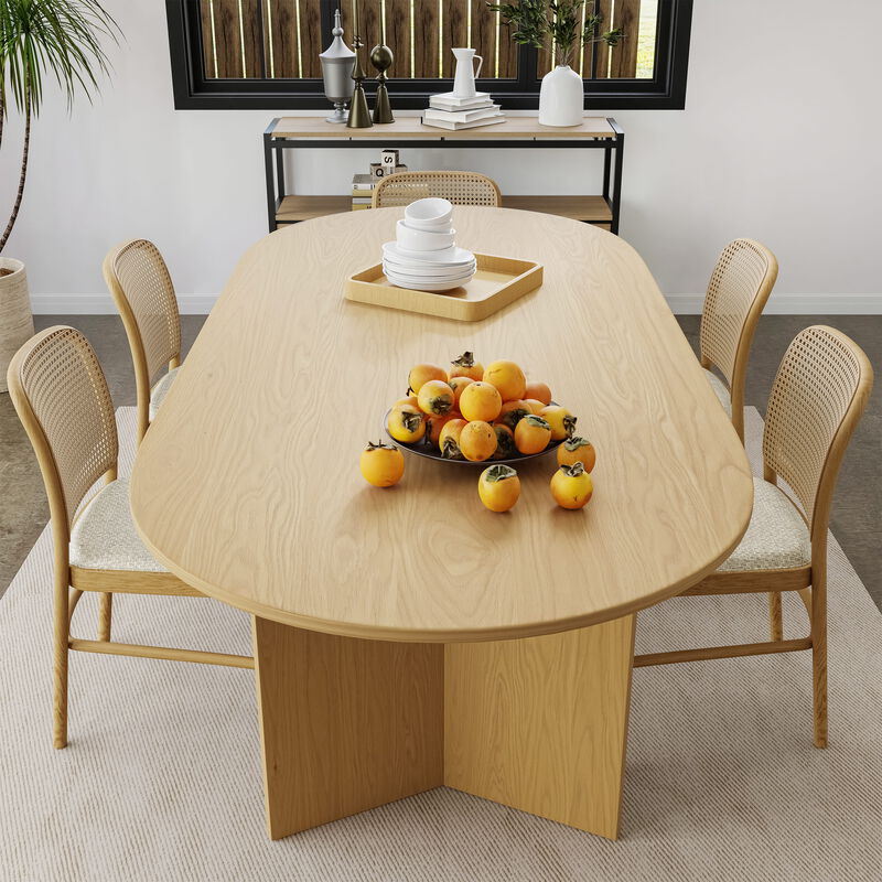 Brix 67V-Shaped Leg Oval Wooden Dining Table in BLACK Color(Seats 6).