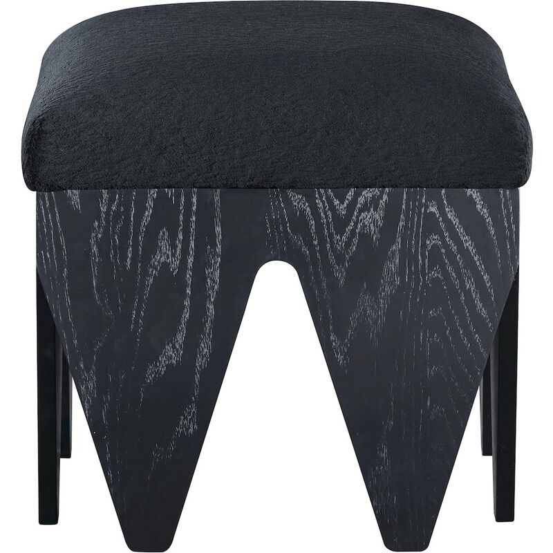 Meridian Furniture Altair Black Velour Fur Fabric Bench