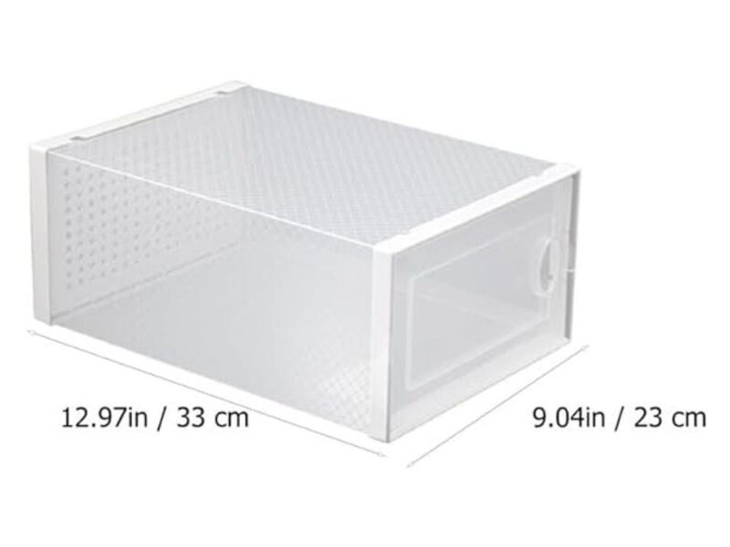 Shoe Organizer Clear Storage Box Stackable Containers Lids image number 2