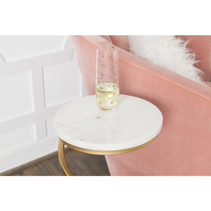 Linon Rian Spiral Drink Table White Marble