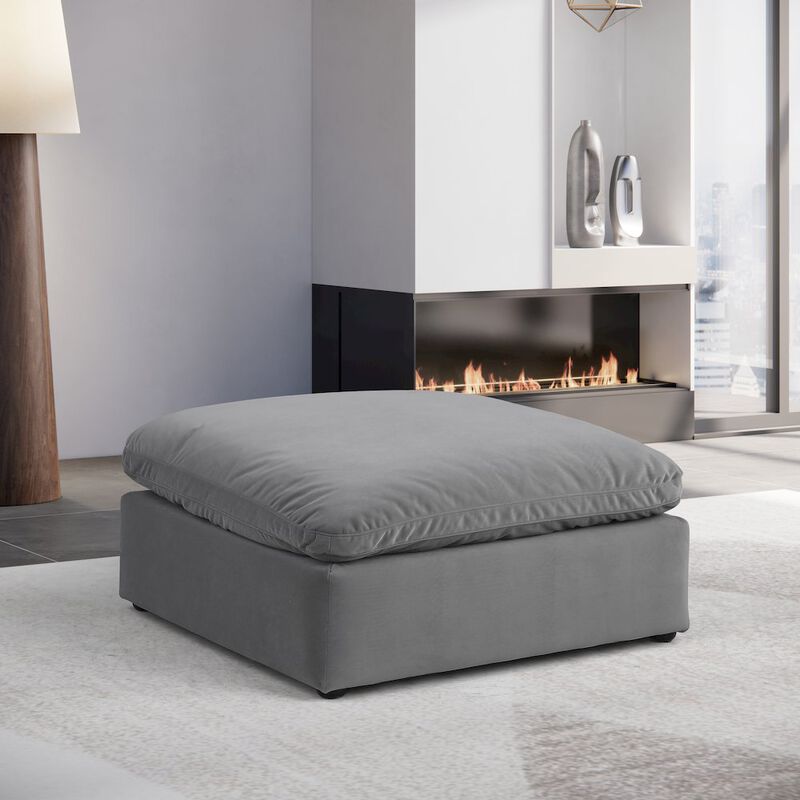 Meridian Furniture Comfy Grey Velvet Modular Ottoman