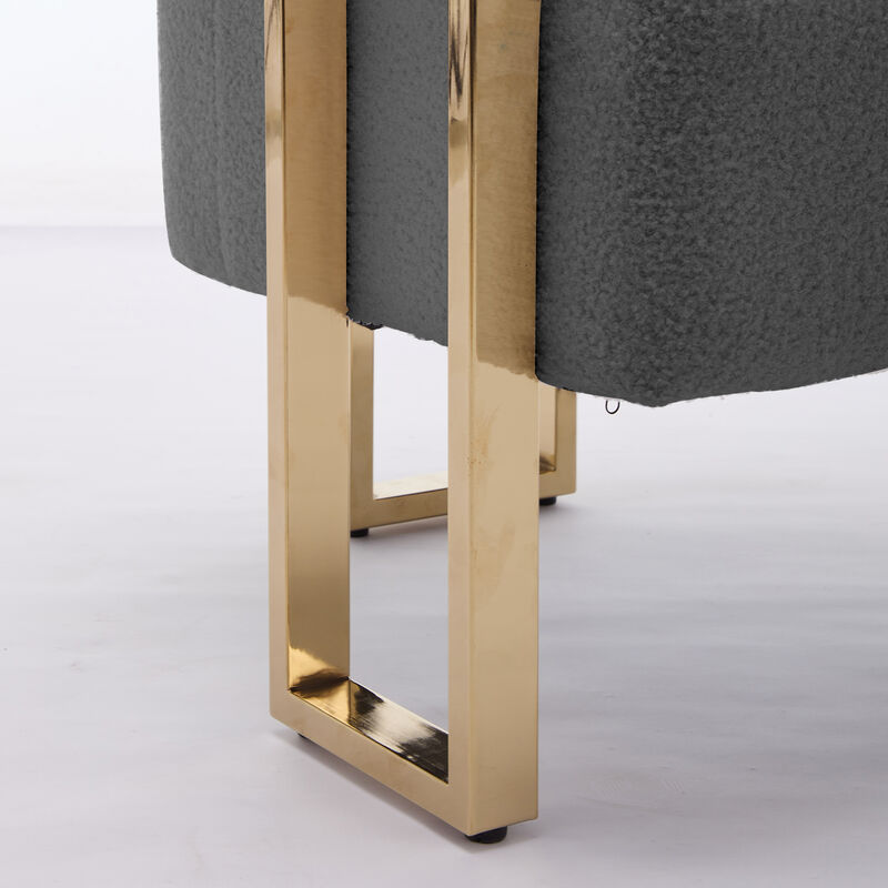 Set of 2 Teddy Fleece Accent Chairs with Gold Metal Legs for Living Room image number 6