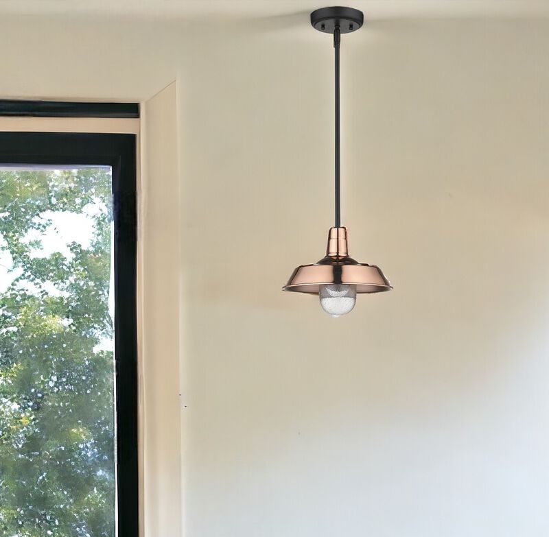 Hivvago Shiny Copper Shallow Plate Adjustable Pendant Light