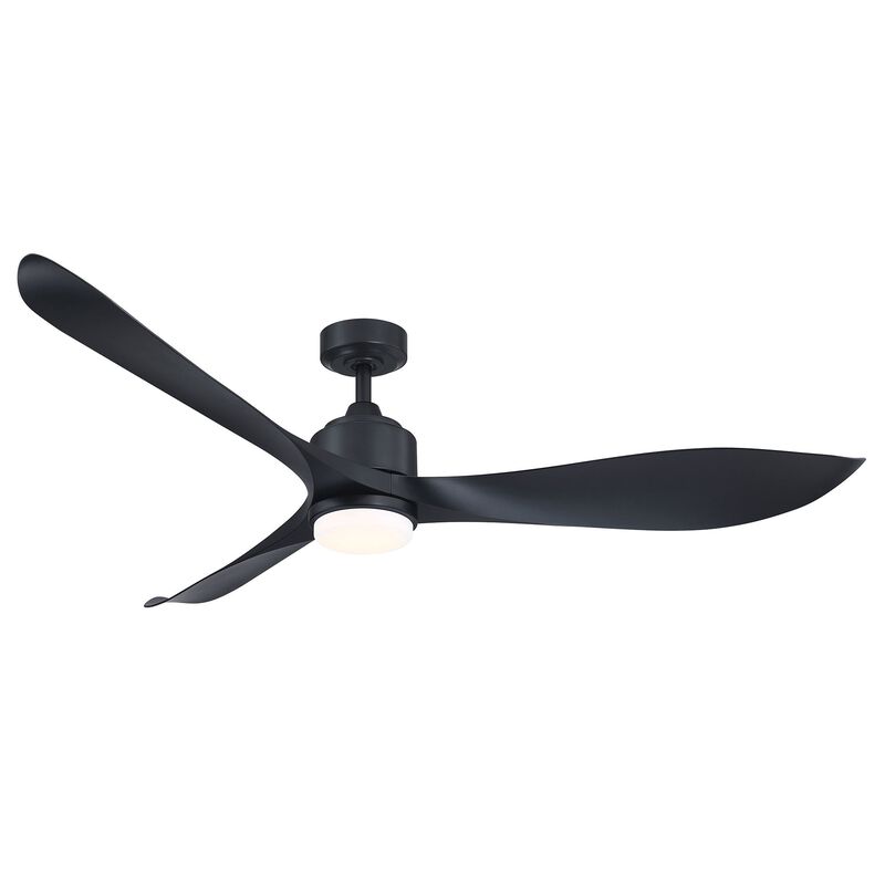 66 in. Modern Integrated LED Black Propeller Ceiling Fan with Light and Remote