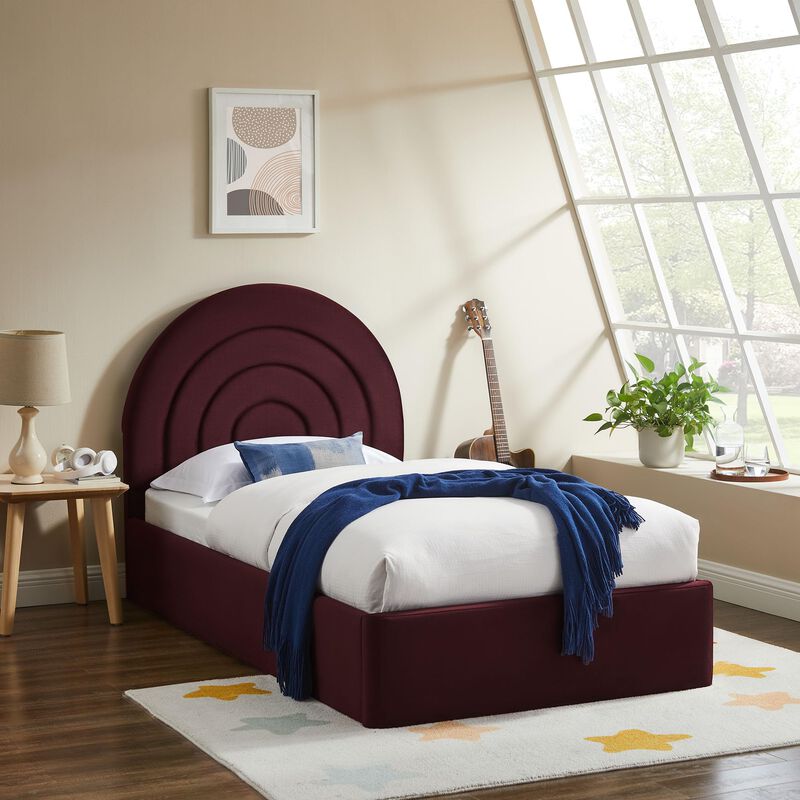 Solana Arched Performance Velvet Twin Platform Bed image number 1