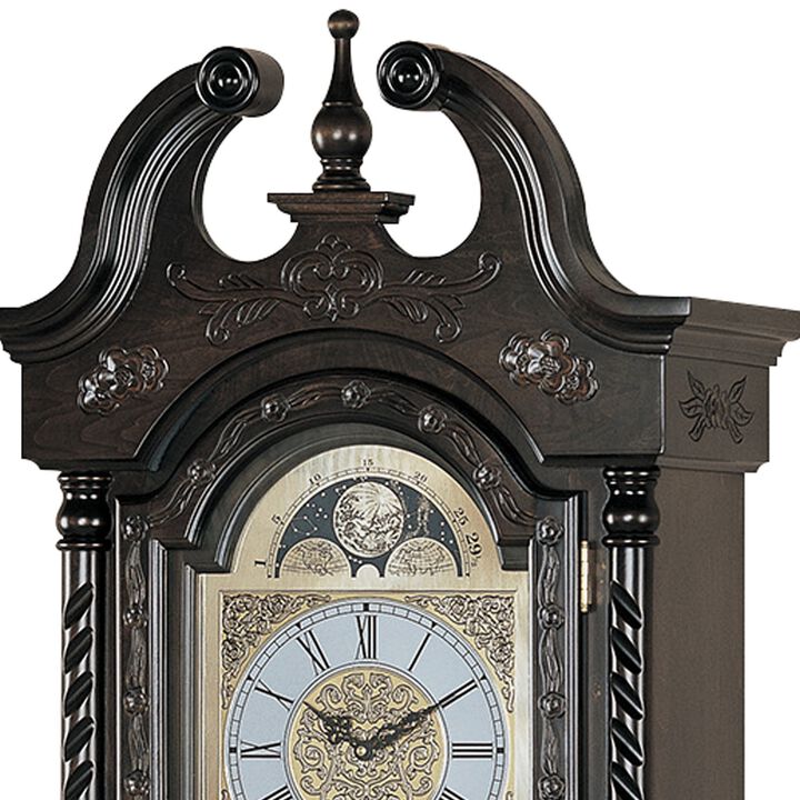 Aesthetically Charmed Wooden Grandfather Clock, Brown-Benzara