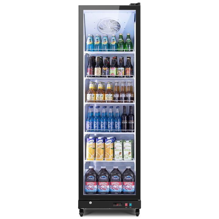 Commercial Display Beverage Refrigerator,12.36 CuFt, LED Lighting& Adjustable Shelves
