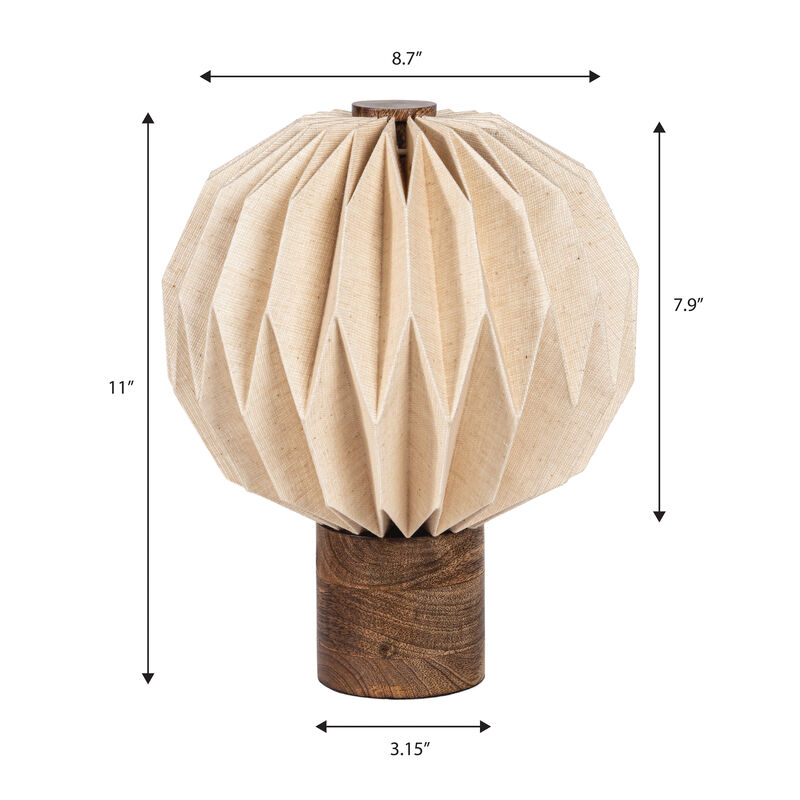 Quincy 11" Modern Minimalist Paper Pleated Orb Accent LED Table Lamp