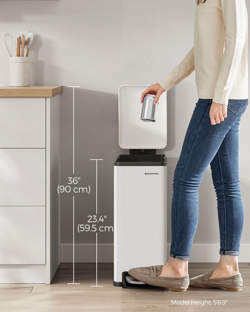 Trash Can with Step Pedal &ndash; 13-Gallon Kitchen Garbage Bin with Lid for Hands-Free, Hygienic Use