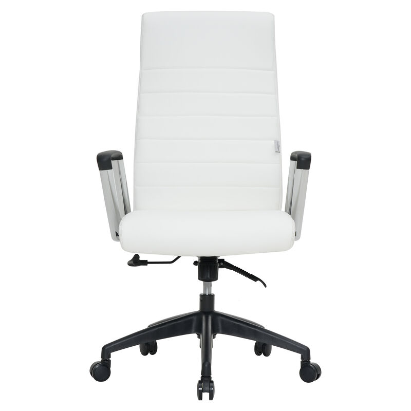 LeisureMod Hilton Modern High Back Leather Conference Office Chair with Adjustable Height & Swivel – Ergonomic and Stylish Office Seating