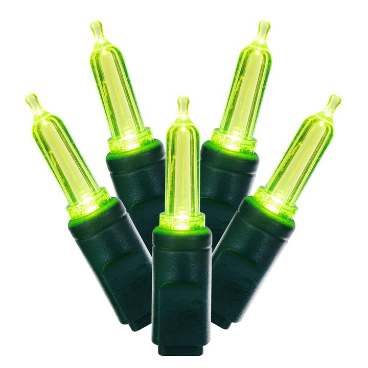Vickerman X4G7133 Light Set Features 100 LED Lights on Green Wire with 4" Bulb Spacing, 33', Lime