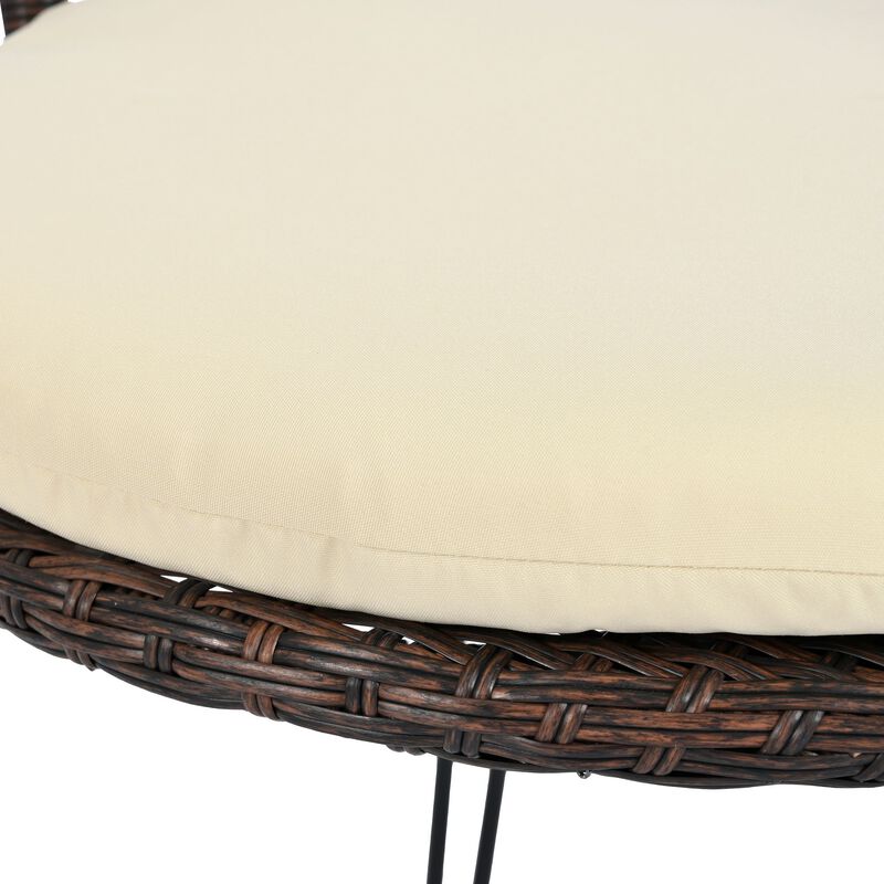 Mondawe 2 Pieces Outdoor Table And Chair Set,W/ Rattan Chairs And Round Glass Table Patio Garden Set