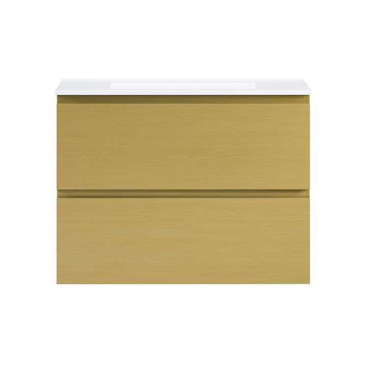 Liberte 30" Wall-Mounted Bathroom Vanity in Natural Oak with Sink Top