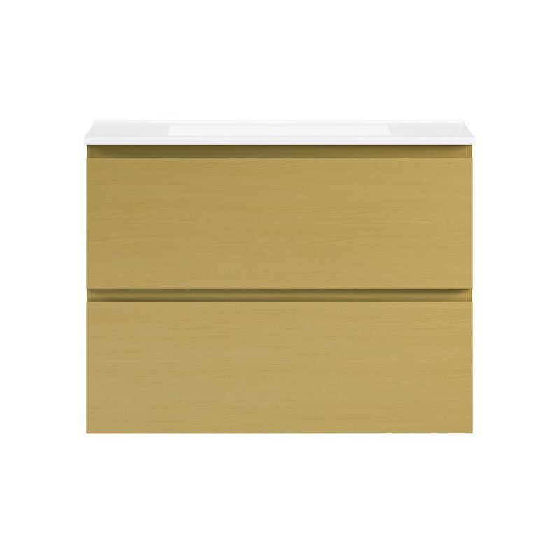 Liberte 30" Wall-Mounted Bathroom Vanity in Natural Oak with Sink Top image number 0