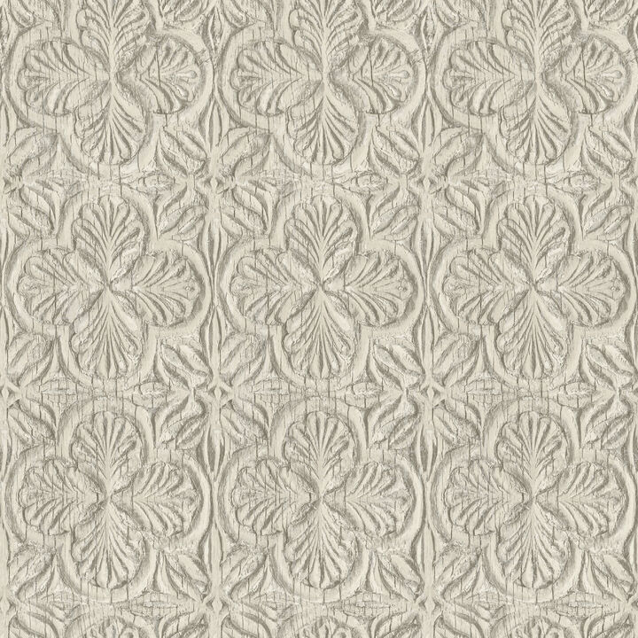 Karachi Taupe Wooden Damask Wallpaper