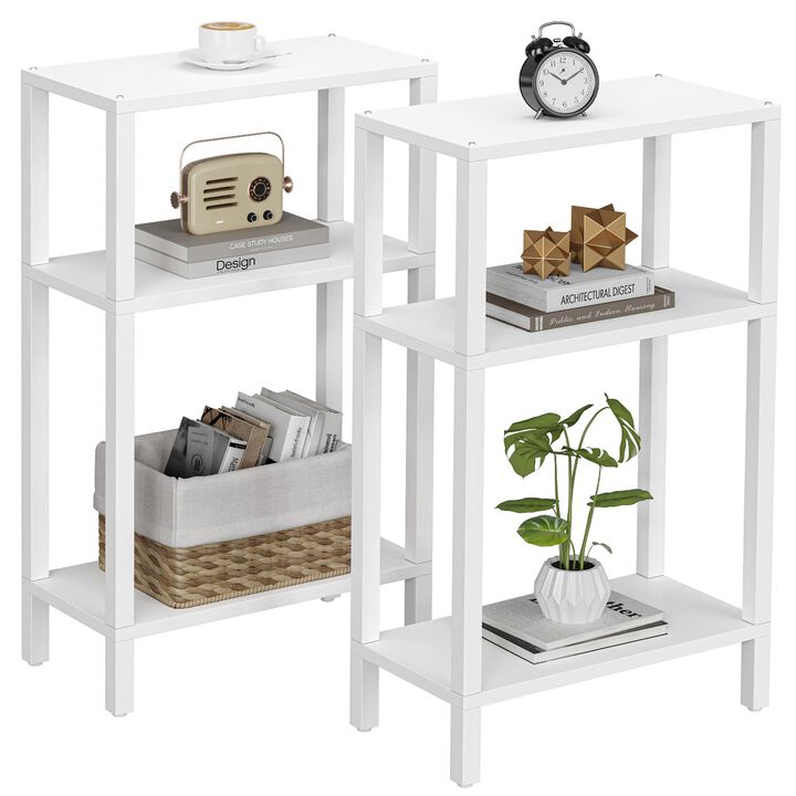 TUTOTAK Small Side Table, Narrow End Table, Skinny Sofa Table, Slim Nightstand, Couch Table, Living Room, Bed Room, White TB01BW