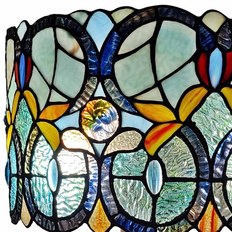 Hivvago 22" Dark Brown Metal Two Light Candlestick Table Lamp With Green Shade