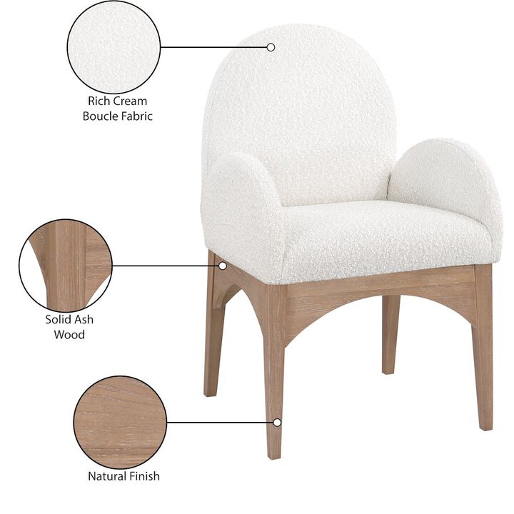 Meridian Furniture Waldorf Cream Boucle Fabric Dining Chair