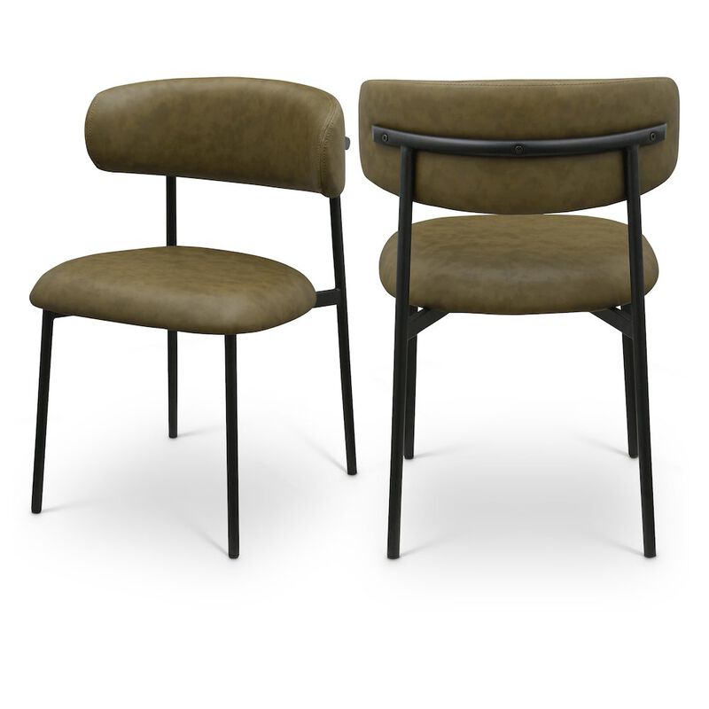 Meridian Furniture Lupita Olive Vegan Leather Dining Chair, Set of 2