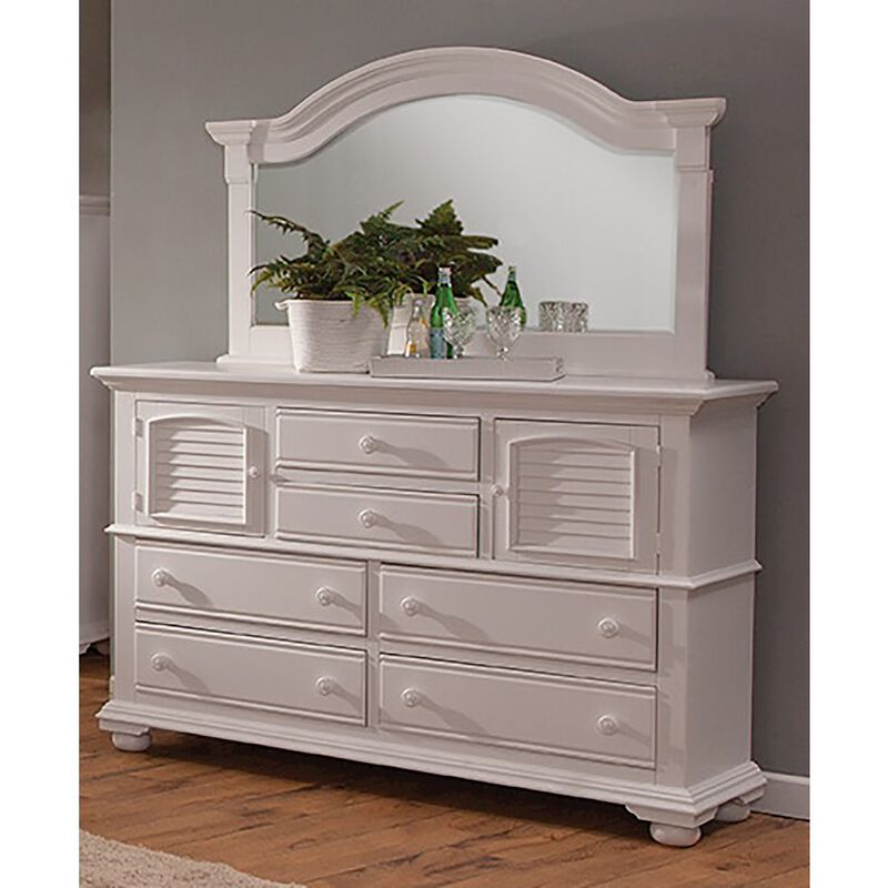 American Woodcrafters Cottage Traditions High Dresser with Mirror - White Cottage