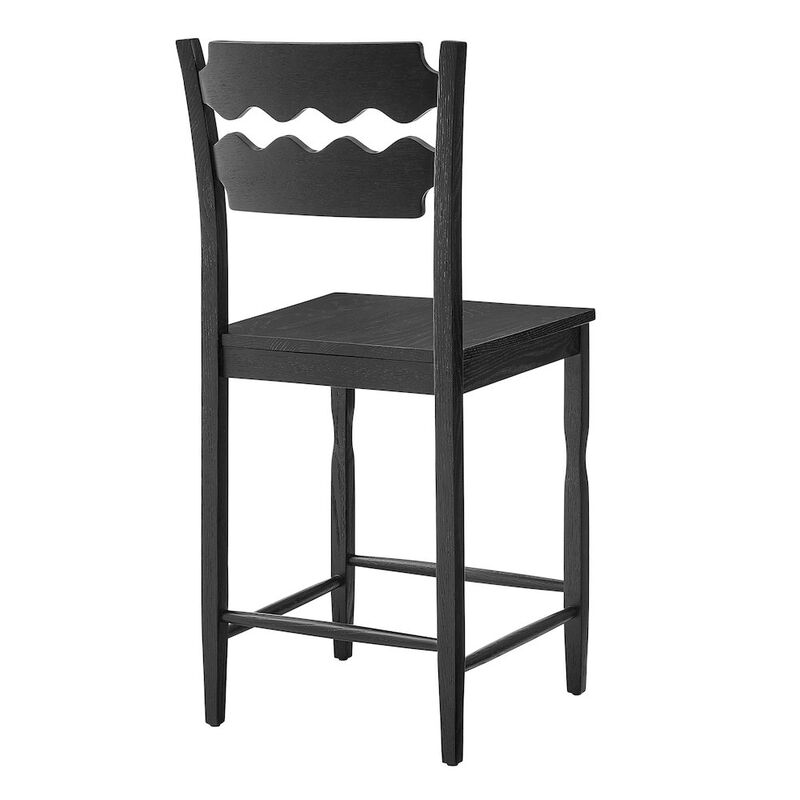 Jax Oak Wood Counter Stool With Wavy Razor Back image number 4