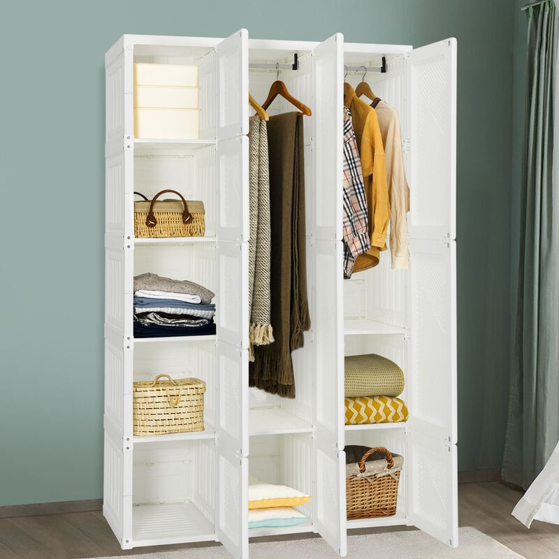 Clothes Foldable Armoire Wardrobe Closet with Cubby Storage