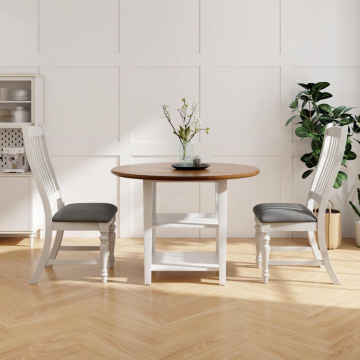 Hivvago Set of 2 Dining Chairs Kitchen Side Chair with Solid Wood Legs-White