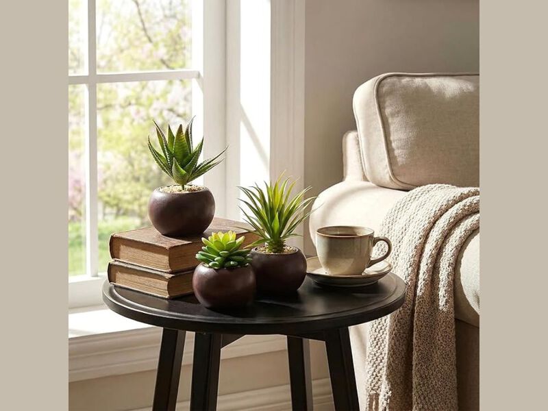 Brown Artificial Succulent Plants Home Decor Succulents Indoor image number 2