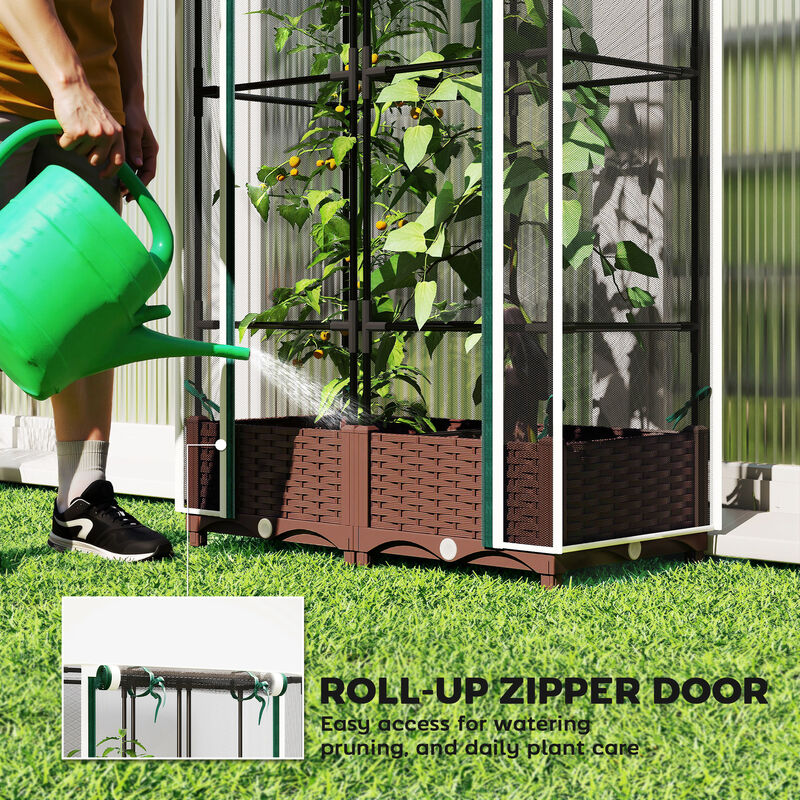 Hivvago Raised Planter Box with Trellis and Self-Watering Feature image number 6