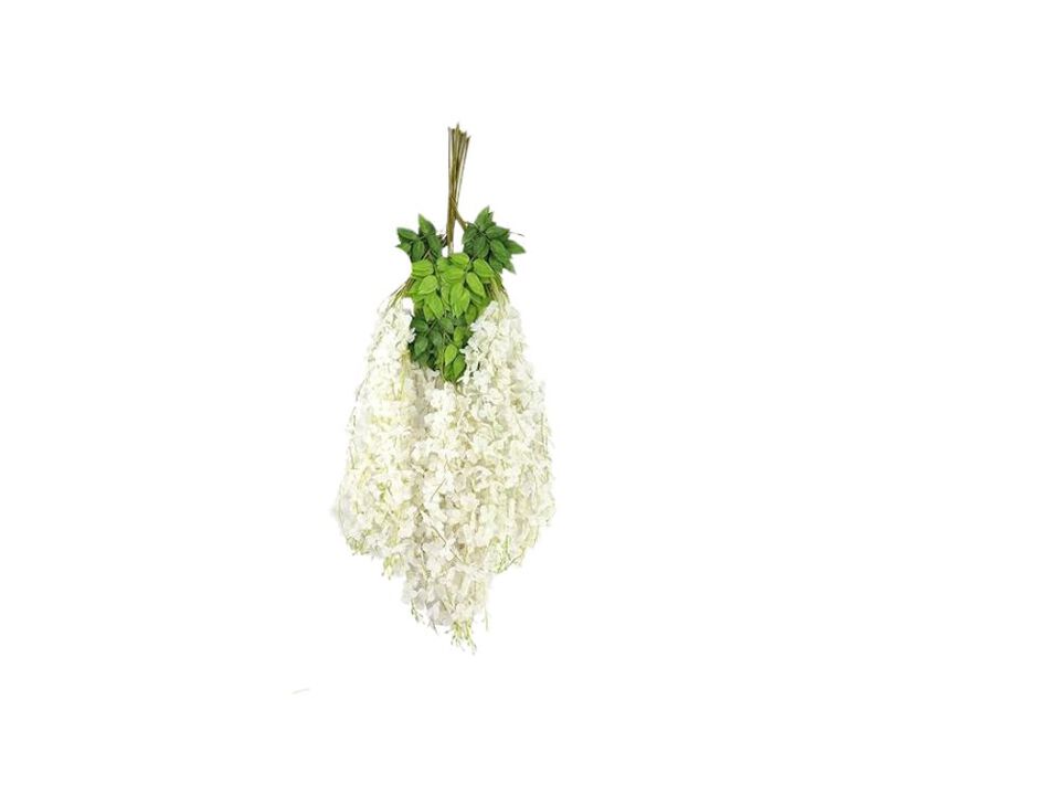 White Artificial Hanging Wisteria Flowers Outdoor Garden Porch Decor