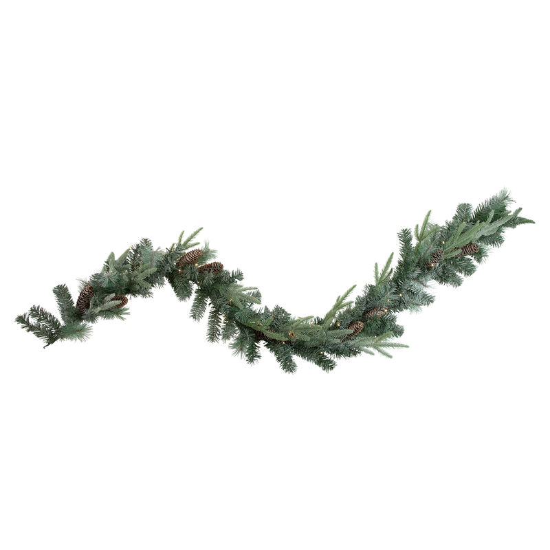 6' x 9" Pre-Lit Decorated Mixed Pine and Pine Cone Artificial Christmas Garland image number 0