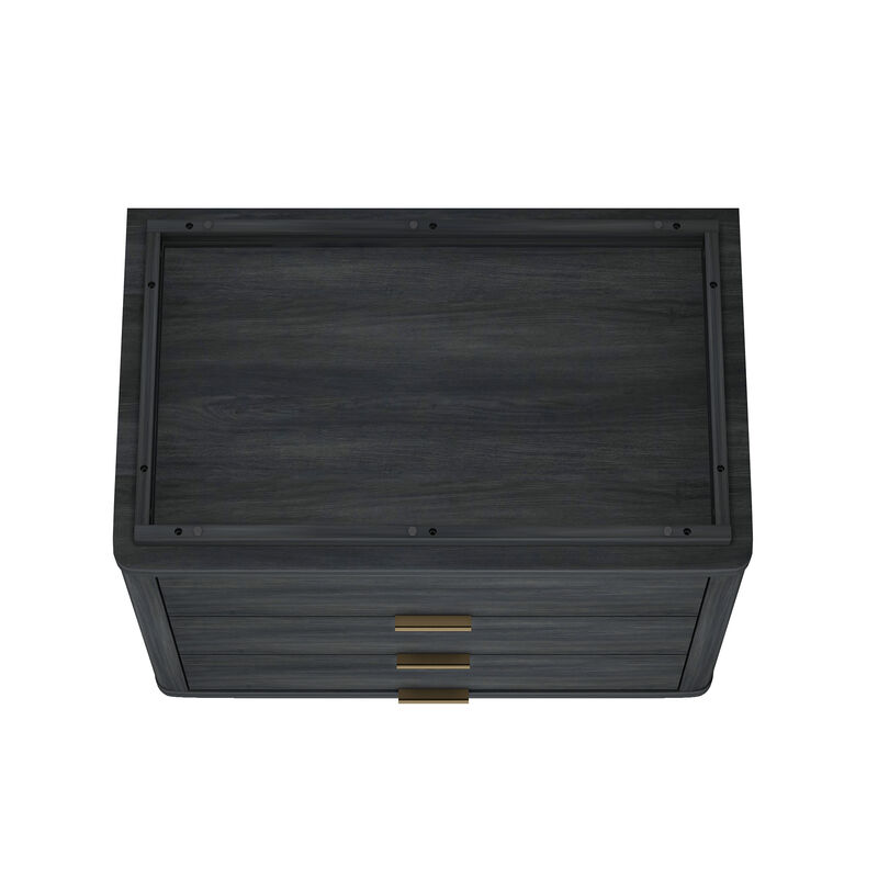 Evelyn Wide 3-Drawer Nightstands in Dark Gray (Set of 2)