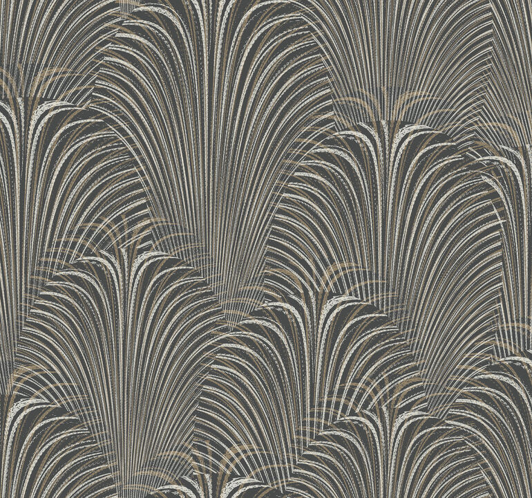 Deco Fountain Black Wallpaper
