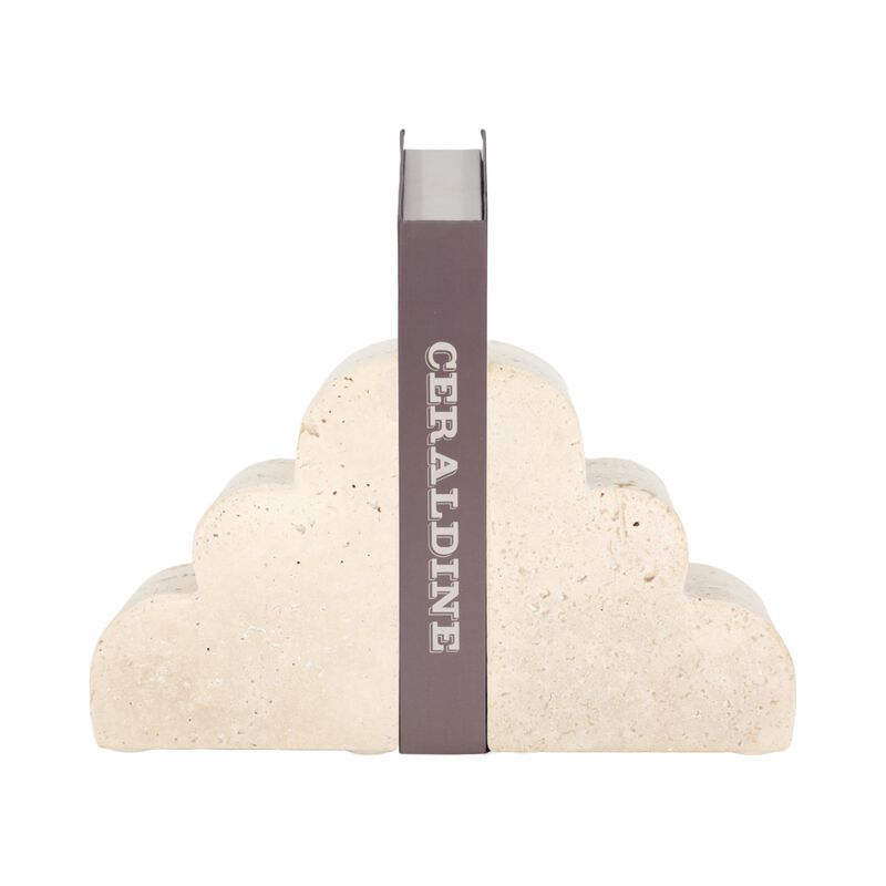 Set of 2 Travertine Cloud Bookends image number 1