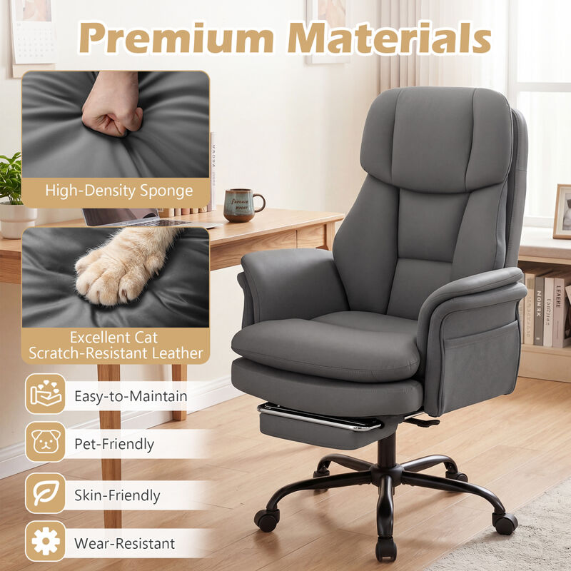 Ergonomic Cross Legged Office Chair Big and Tall with Retractable Footrest image number 3