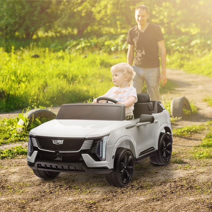 BreeBe 2-Seater 12V 10AH Ride on Truck, Cadillac Escalade Licensed Electric Car for Kids w/ Spring Suspension Wheels