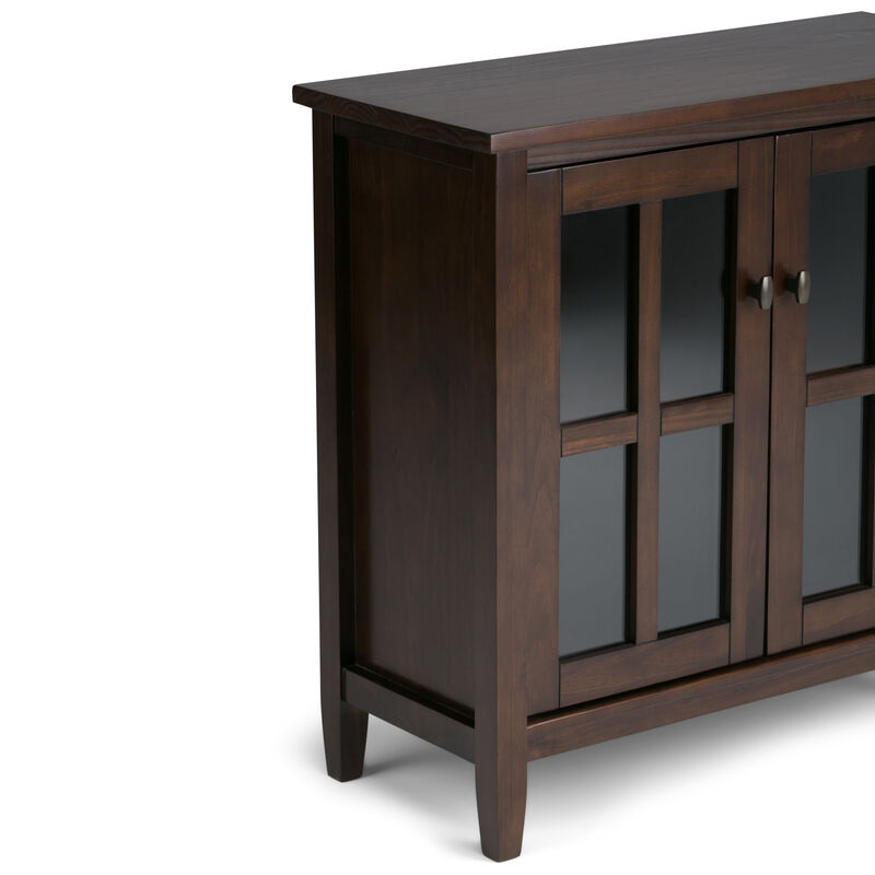 Warm Shaker SOLID WOOD 32 inch Wide Transitional Low Storage Cabinet in Tobacco Brown