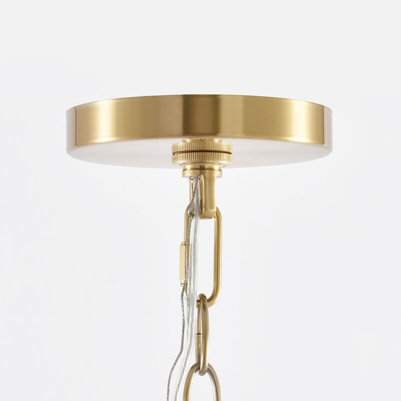 26 in. 5-Light Plated Gold Chandelier with Seeded Glass Shade