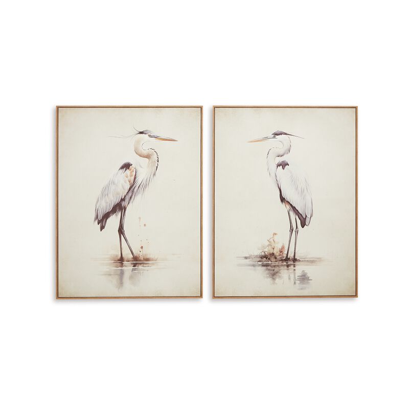 Accent Framed Wall Art Set of 2, 30x40, Painted Canvas of Heron Birds image number 1