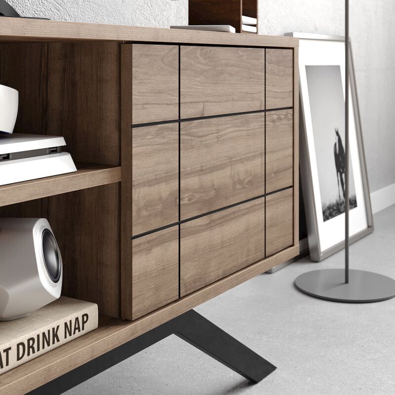 Decorotika North Tv Stand - Walnut & Black