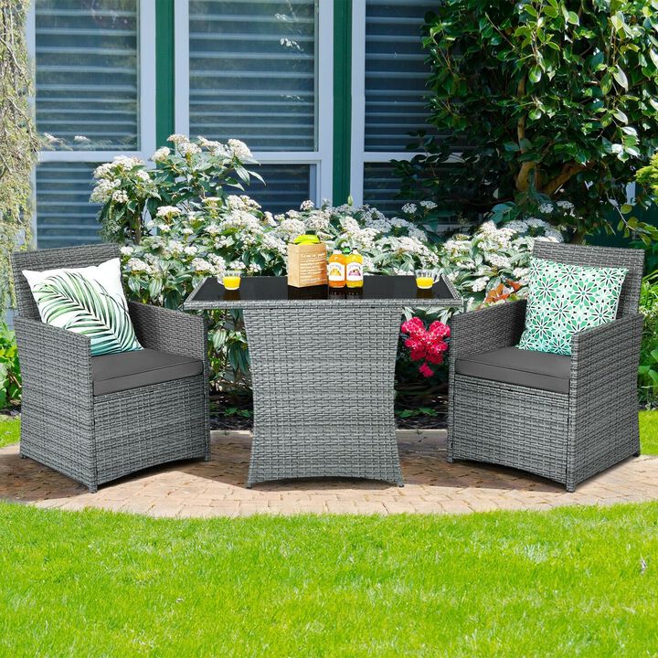Mondawe 3 Pieces Patio Rattan Furniture Set with Cushioned Armrest Sofa