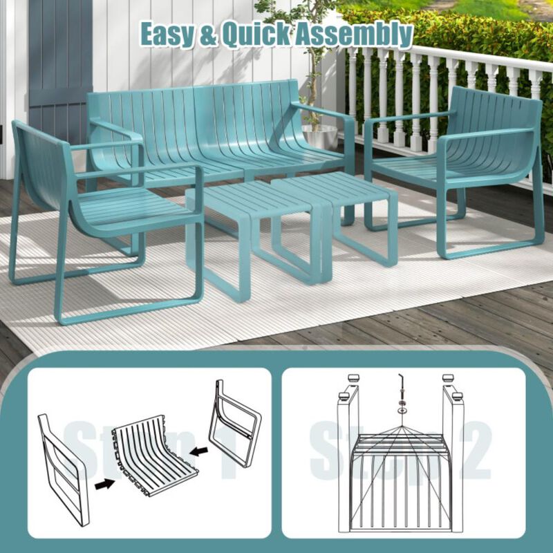 Hivvago Patio Chairs Set of 2 with Curved Backrests and Seats