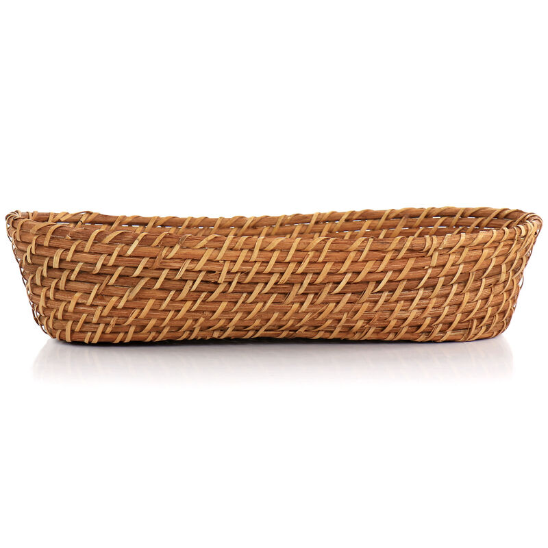 Martha Stewart Rattan Woven 12.5in x 6in Oval Bread Basket in Brown