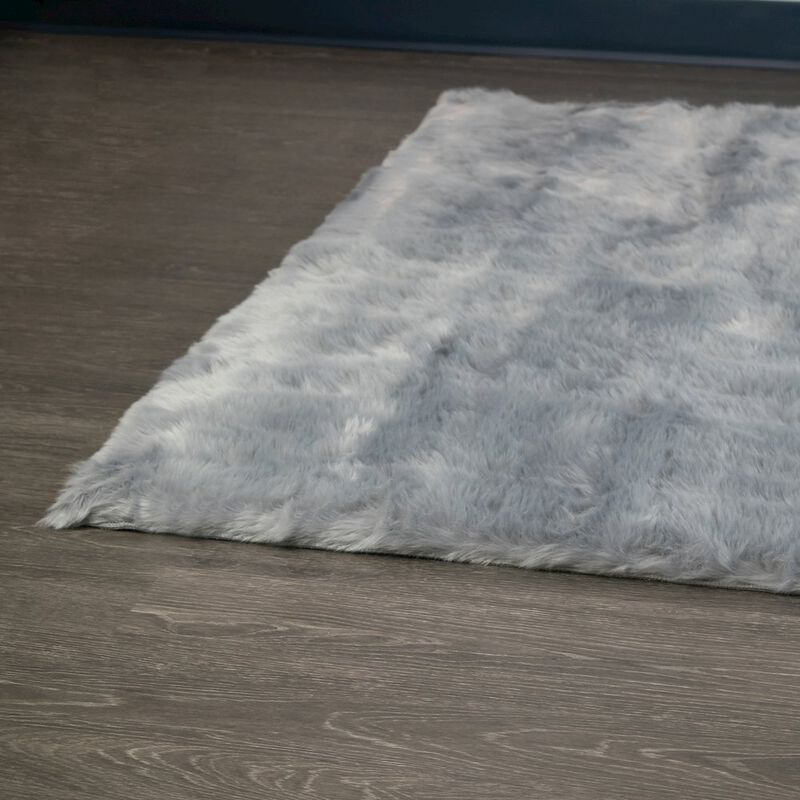 Glamour Home Auriel Faux Sheepskin Fur Area Rug Gray Rectangular 5x3