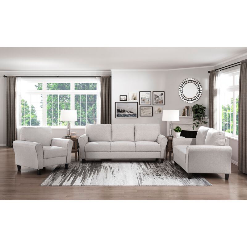 Streamdale Transitional Sand Fabric Loveseat with Attached Cushion image number 7