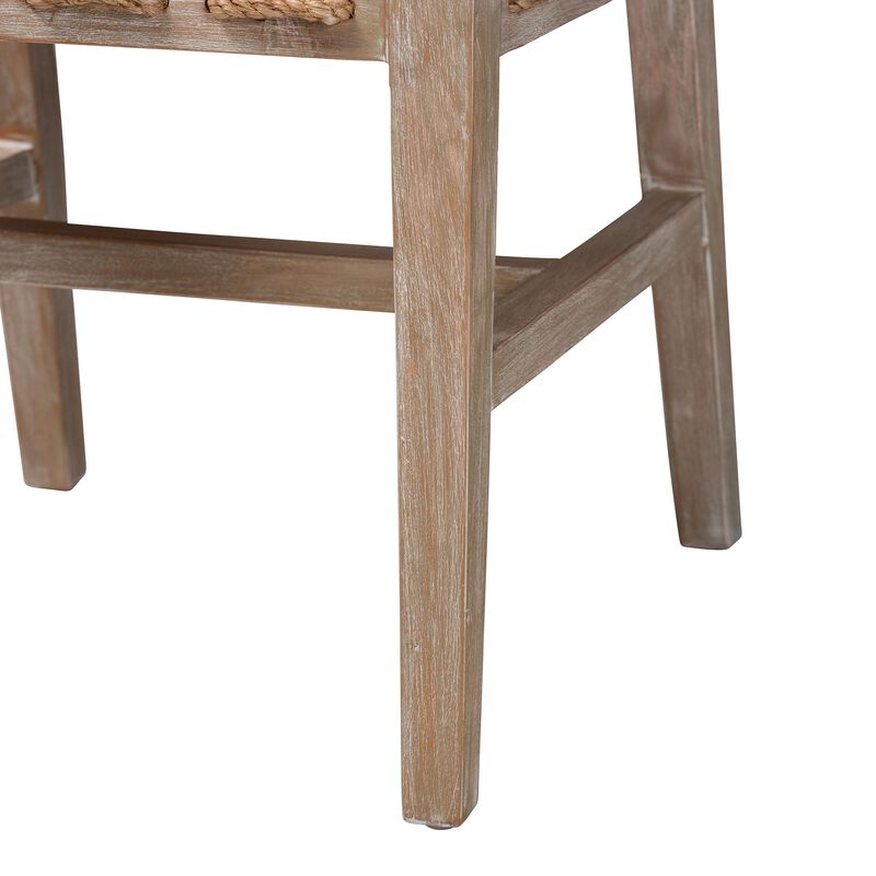 bali & pari Ashford Whitewash Rattan Dining Chair - Mahogany Wood Frame with Handwoven Wicker Backrest and Braided Rope Inserts for Coastal Dining Room image number 5