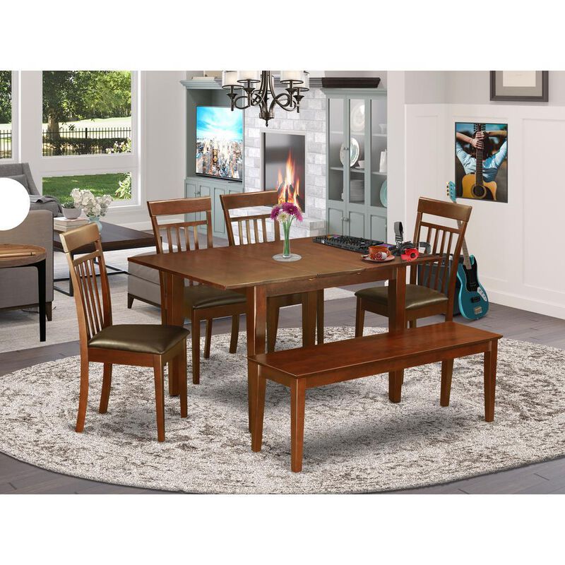 6 Pc dinette set for small spaces-Kitchen Table and 4 Dining Chairs and Bench