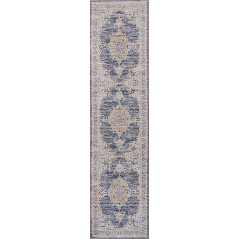 Wincer Chenille Cottage Medallion Machine-Washable Area Rug