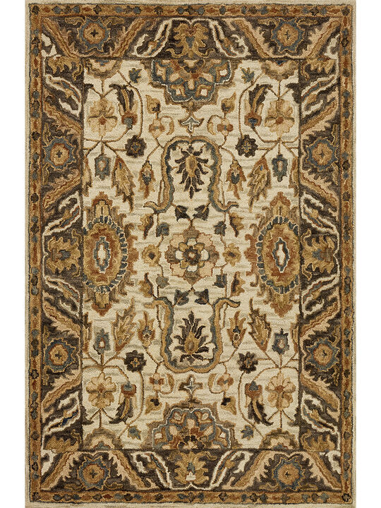 Victoria VK02 Ivory/Dk Taupe 3'6" x 5'6" Rug