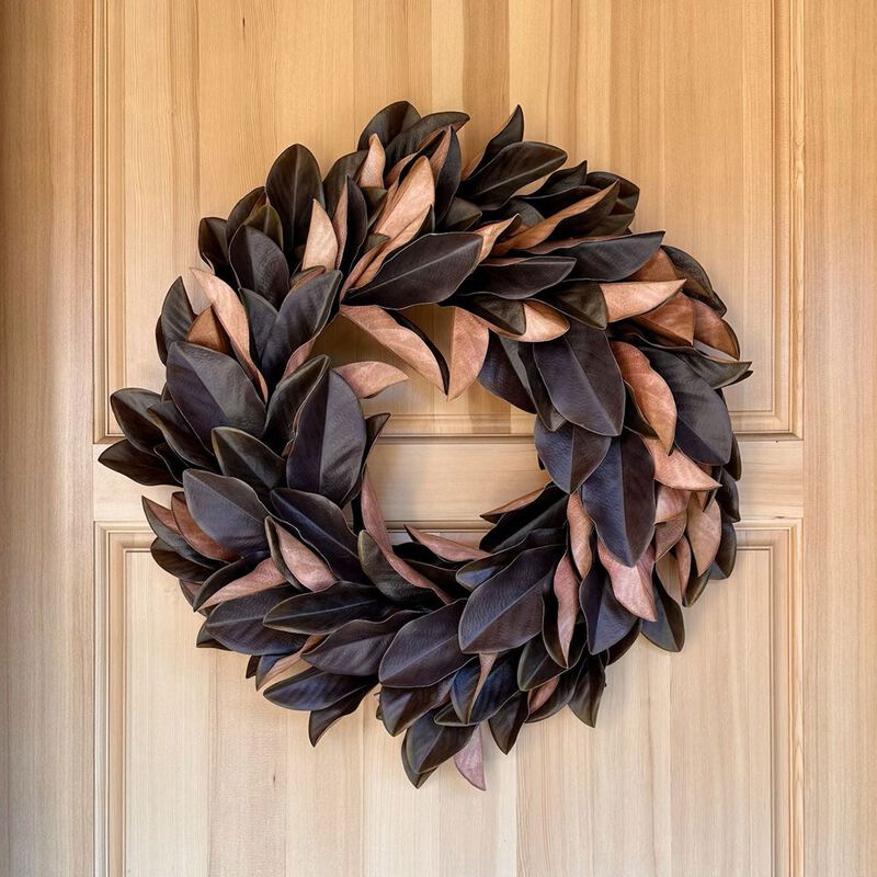 30" Faux Brown Magnolia Leaf Wreath image number 5
